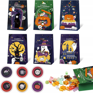 PAPIEROVÉ VRECKO NA CUKROVINY 6x SÚPRAVA HALLOWEENSKÉHO PAPIEROVÉHO VRECKA